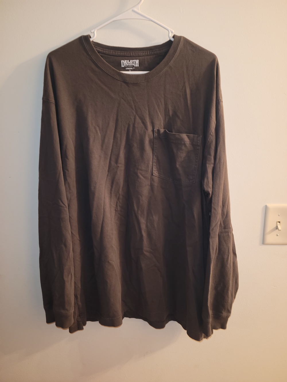 Duluth Trading Co Long Sleeve Pocket T-Shirt in Dark Brown